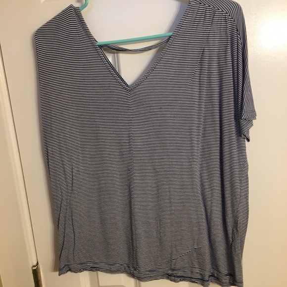 Blue and white striped flowy shirt - Picture 1 of 2